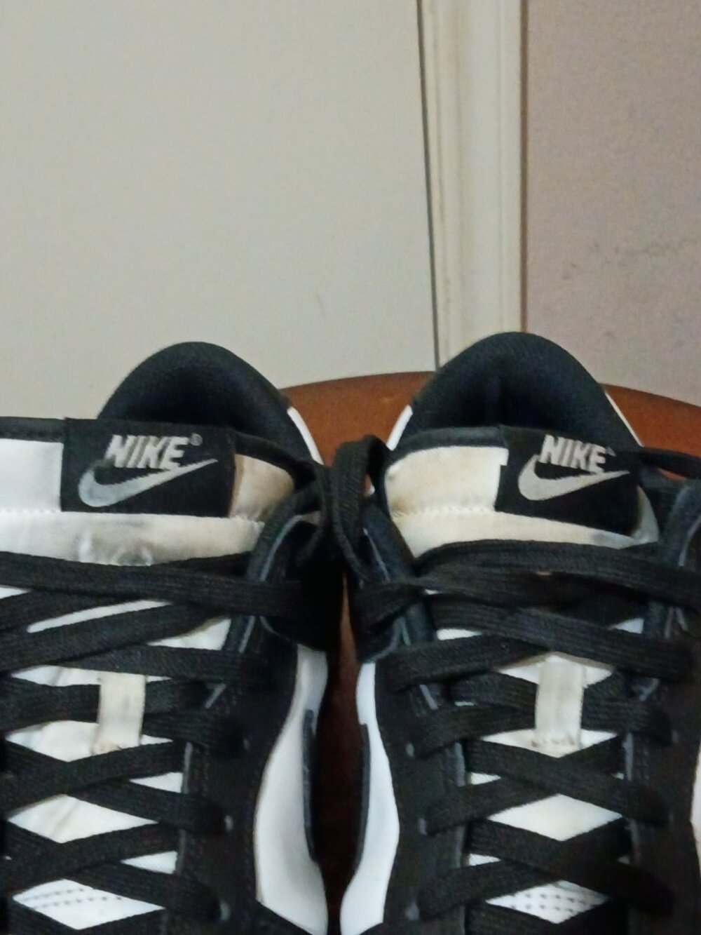 Nike Dunk Low Panda Sneakers Black White Leather Women's Size 10.5 Low Top - Picture 6 of 14